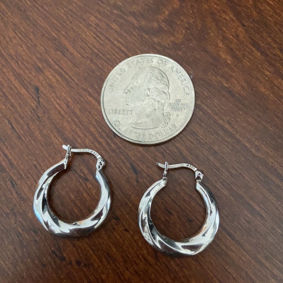 Small Silver Hoop Earrings - Picture 2 of 3